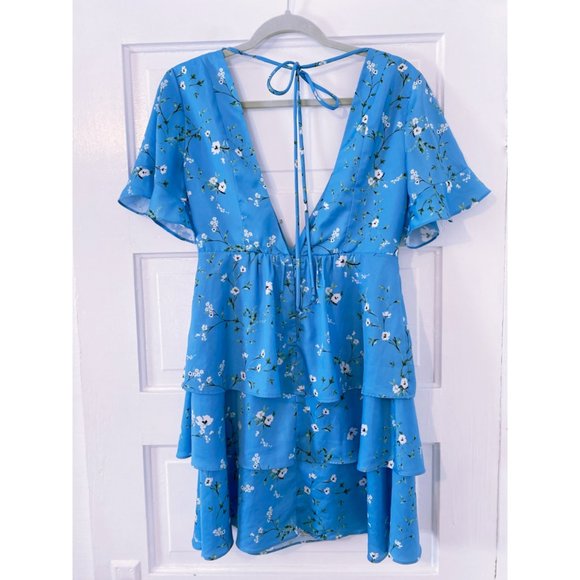 Show Me Your Mumu Blue Floral Ruffle Tiered Mini - Picture 4 of 7